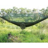 Draagbare Outdoor Camping vol-automatische nylon parachute hangmat met klamboes  grootte: 250 x 120cm (Army Green)