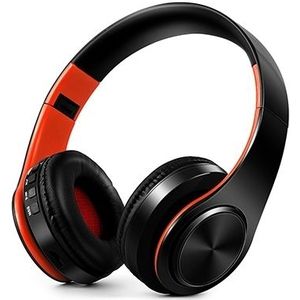 Merk Bluetooth Koptelefoon - Opvouwbaar, Draadloos, Stereo, Sport, Handsfree, MP3-speler (Zwart/Oranje)