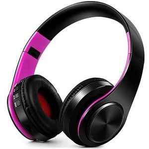 Bluetooth Headset - Draadloze Opvouwbare Sport Oortelefoon met Microfoon (Zwart Roze)