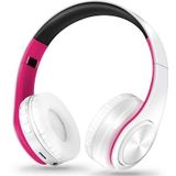 Koptelefoon Bluetooth headset oortelefoon draadloze koptelefoon stereo opvouwbare sport oortelefoon microfoon headset handsfree MP3-speler (White Rose)