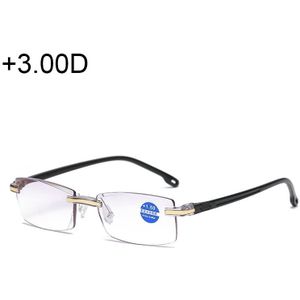 Rimless anti blauw-ray blauwe film lenzen Presbyopische bril  + 3.00 D (zwart)