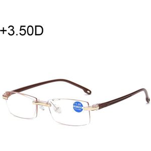 Rimless anti blauw-ray blauwe film lenzen Presbyopic bril  + 3.50 D (bruin)