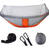 Draagbare Outdoor Camping volledige-automatische nylon parachute hangmat met klamboes  grootte: 250 x 120cm (zilver grijs + oranje)