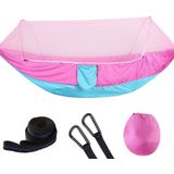 Draagbare Outdoor Camping vol-automatische nylon parachute hangmat met klamboes  grootte: 250 x 120cm (roze blauw)