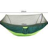 Draagbare Outdoor Camping vol-automatische nylon parachute hangmat met klamboes  grootte: 250 x 120cm (donkerblauw + baby blauw)