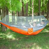 Draagbare Outdoor Camping vol-automatische nylon parachute hangmat met klamboes  grootte: 290 x 140cm (zilver grijs + oranje)