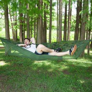 Draagbare Outdoor Camping vol-automatische nylon parachute hangmat met klamboes  grootte: 290 x 140cm (camouflage)