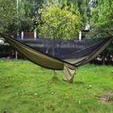 Draagbare buiten parachute hangmat met klamboes (Army Green)