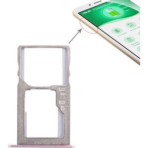 SIM-kaart lade + micro SD-kaart lade voor ASUS Zenfone 3 Max ZC553KL (roze)