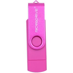 MicroDrive 32GB USB 2 0 mobiele computer dual-use roterende OTG metaal U-schijf (roze)