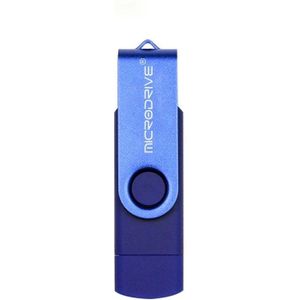 MicroDrive 128GB USB 2 0 telefoon en computer dual-use roterende OTG Metal U disk (blauw)