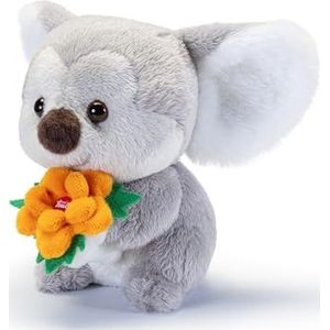 Trudi Koala met oranje bloem pluche cadeau met bloemen, Moederdag, Valentijnsdag | 17x13x10cm grote XS | Veervee | Model 51365