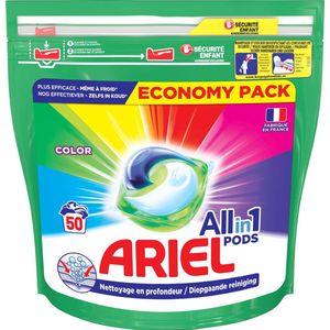 Ariel All in 1 Wasmiddel Pods Kleur Color - 50 Wasbeurten - Voordeelverpakking