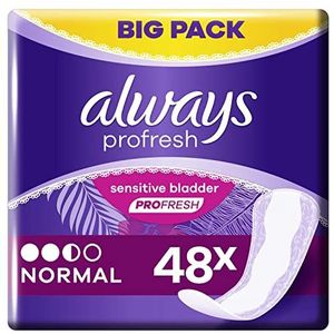 Always Profresh Inlegkruisjes voor vrouwen, normaal, 240 voeringen (48 x 5 verpakkingen) SAVING PACK, voor licht blaaslek, dun en discreet, geurneutralisator