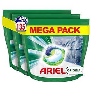 Ariel Alles-in-1 PODS Wasvloeistof Wasmiddel Tablets/Capsules, 135 wasbeurten (45 x 3), origineel, briljante reiniging, zelfs in een koude wasbeurt