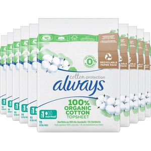 Always Cotton Protection - Normal - Maandverband Met Vleugels - Voordeelverpakking 10 x 11 stuks
