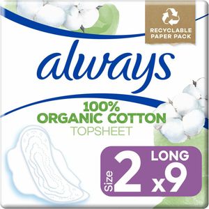 Always - Cotton Protection Ultra Long Maandverband - 9 Stuks - 100% Biologisch Katoen - Parfumvrij