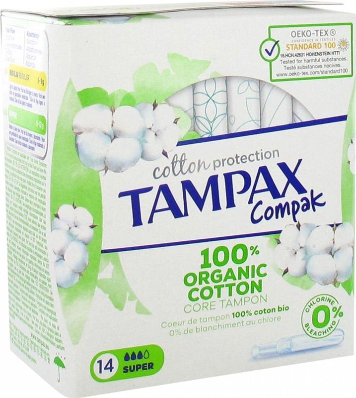Tampax - Cotton Protection Compak Super Tampons - Tampons met Inbrenghuls - 14 Stuks