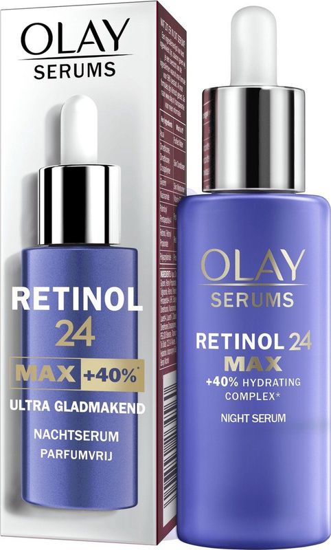 Olay Retinol 24 MAX* Nachtserum - 3 Acties: Gladmaken, Vernieuwen en MAX* hydrateren - 40 ml