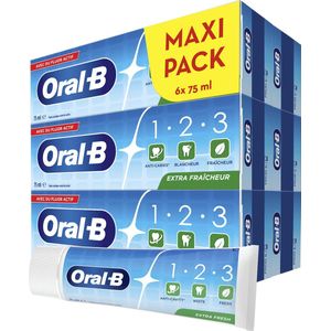Oral-B 1.2.3 Mint Frisse - Tandpasta - 6 x75 ml