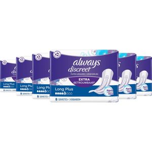 Always Discreet Incontinentieverbanden Plus Voor Urineverlies - Long Plus - Voordeelverpakking 6 x 8 stuks