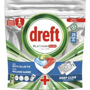 Dreft Platinum Plus All In One Vaatwastabletten Deep Clean 28 stuks