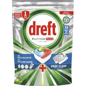 Dreft Platinum Plus All In One Vaatwastabletten Deep Clean 38 stuks
