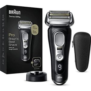 Braun Series 9 Pro Premium scheerapparaat voor heren, testwinnaar Stiftung Warentest, scheerkop, elektrisch scheerapparaat en trimmer, batterijduur van 60 min., baard voor 1, 3, 7 dagen, 9410s, zwart