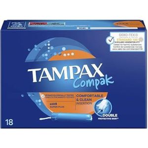 Tampax COMPAK SUPER PLUS TAMPONS 18 STUKS Wit