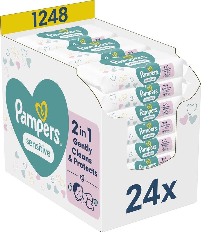 Pampers - Billendoekjes Sensitive - 1248 Stuks - 100% Plantaardige Vezels