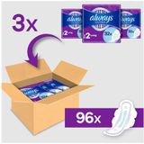 Always Ultra Binden dames maat 2, lang, 96 maandverband met vleugels (3 x 32 stuks) multipack, ultradun en super absorberend