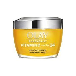 Olay Vitamine C + AHA 24 vochtinbrengende crème, nachtcrème met vitamine C, AHA en niacinamide voor een zichtbaar lichtere en gelijkmatigere huidskleur, 50 ml
