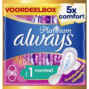 Always Platinum Normal - Maat 1 - Maandverband Met Vleugels - 96 stuks