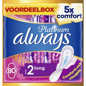 Always Platinum hygiënische handdoeken Long Plus maat 2 Medium Eco 80 enkele zakken (4 x 20), 5 comfortmaten