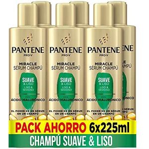 Pantene Pro-V Miracle Serum Shampoo, milde en gladde hyaluronzuurshampoo, effectiviteit van een serum in shampoo, voor droog en levenslang haar, 225 ml x 6