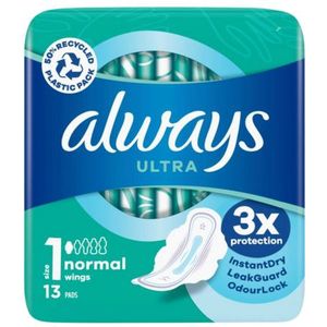 Always - Ultra Normal - Maandverband - Met Vleugels - 13 Stuks