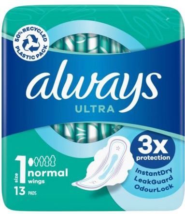 Always - Ultra Normal - Maandverband - Met Vleugels - 13 Stuks