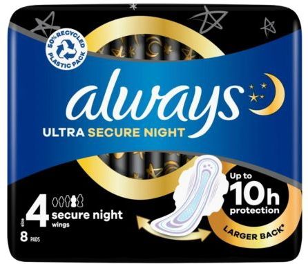 Always - Ultra Secure Nachtmaat 4 - Maandverband - 8 stuks