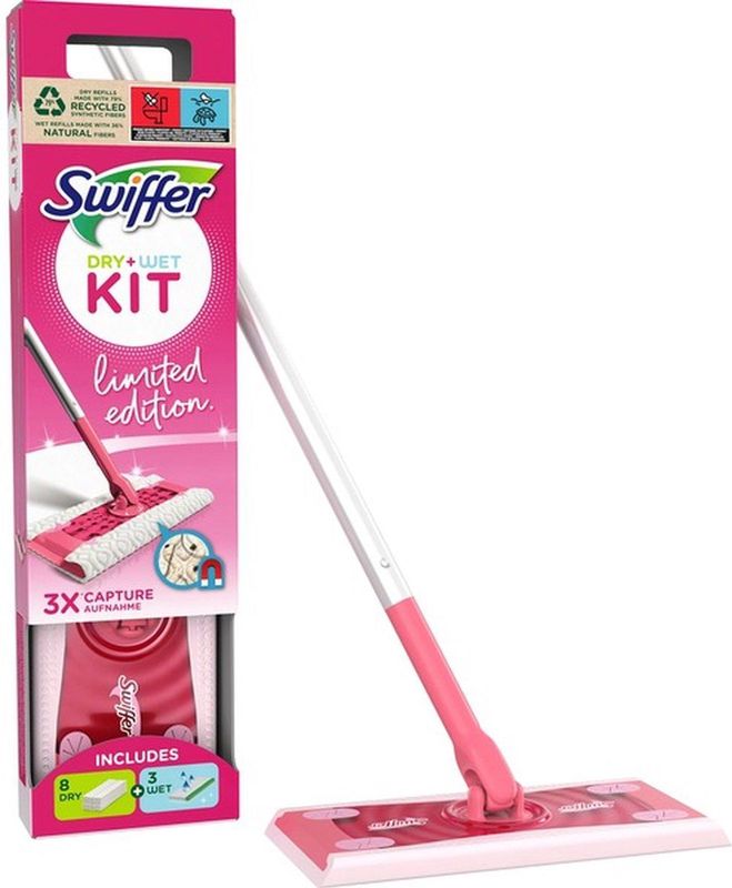 Swiffer - Vloerwisser - Roze - Startersset - 8 Dry navullingen + 3 Wet navullingen - Limited Edition