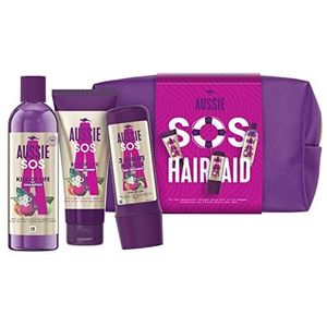 Aussie Geschenkset SOS Kiss of Life Shampoo + Conditioner + Intensieve verzorging met limoenkaviaar, citroenmirte en Tasmaanse peperblad, haarreddingsset, dierproefvrij