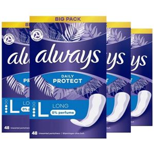 Always - Daily Protect - Inlegkruisjes Long - 0% Perfume - Voordeelverpakking van 4x 48 stuks