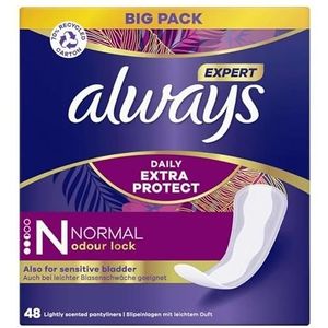 Always Daily Extra Protect inlegkruisjes voor dames, normaal (48 maandverbanden), Giga Pack, geurneutraliserend, ademend, flexibel