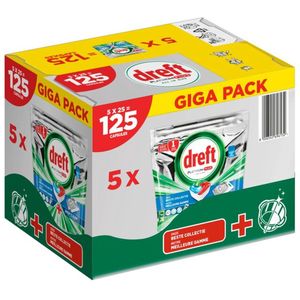 Dreft Platinum Plus All In One Deep Clean – Vaatwastabletten - Voordeelverpakking 5 x 25 Tabletten