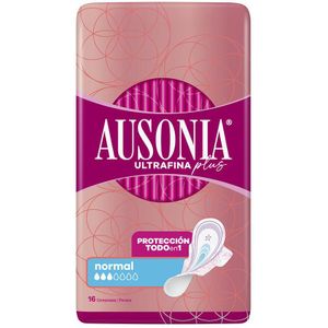 Normaal Maandverband met vleugels Ausonia Plus Ultradun 16 Stuks