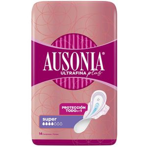Super Maandverband met vleugels Ausonia Plus Ultradun 14 Stuks