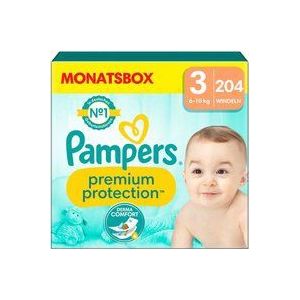 Pampers Premium Protection - Maat 3 (6-10kg) - 204 Luiers - Maandbox