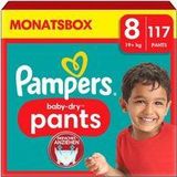 Pampers Couches-Culottes Baby-Dry Pants Taille 8 (19+ kg), 117 Couches-Culottes Bébé, Pack 1 Mois, Avec Une Poche Stop & Protect Pour Éviter Les Fuites À L’Arrière, Maintenant avec Plus de Culottes