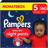 Pampers Night Pants Couches-Culottes Pour La Nuit Taille 5 (12-17kg), 160 Couches-Culottes Bébé, Pack 1 Mois, avec une Protection Renforcée pour la Nuit, Maintenant avec Plus de Culottes