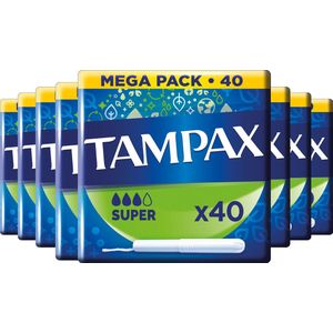Tampax Super - Tampons - Met Kartonnen Inbrenghuls - Voordeelverpakking 8 x 40 Stuks