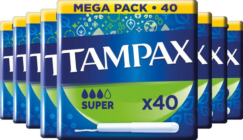 Tampax Super - Tampons - Met Kartonnen Inbrenghuls - Voordeelverpakking 8 x 40 Stuks